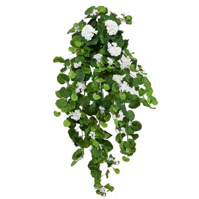 Geranium artificiel en piquet 90 cm creme 23 tetes 269 feuilles