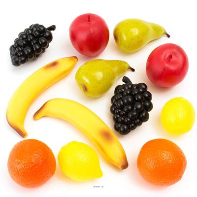 Lot de 27 fruits assortis factices plastique soufflé