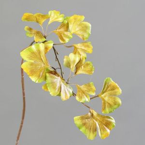 Branche de Ginkgo Biloba artificiel H 60 cm Doré