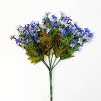 Bouquet de Mini fleurs artificielles avec feuillage H 26 cm tres dense  Bleu royal