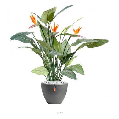 Plante fleurie Strelizia Heliconia artificiel 3 fleurs H 150 cm en pot