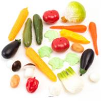 Lot de 24 légumes assortis factices plastique soufflé