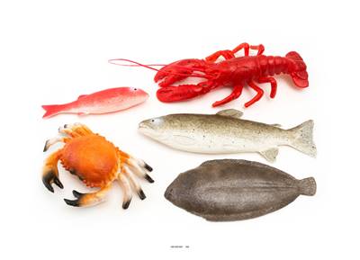 Lot de 5 Fruits de mer assortis factices plastique soufflé