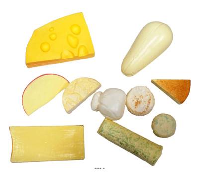 Lot de Fromages factices X 10 en Plastique soufflé L 55-160 mm