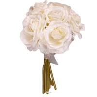 Bouquet de 6 roses Lena blanches artificielles H 20 cm superbe fleur