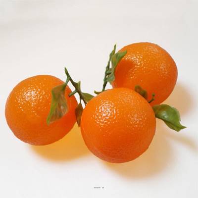 Oranges avec feuilles factices x3 plastique soufflé