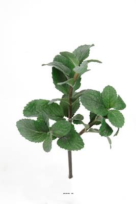 Feuille de menthe en piquet factice H 25 cm touché réel