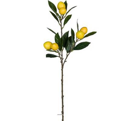 Branche de 6 citrons factice avec feuillage H 67 et L 22 cm 