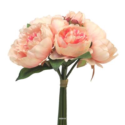 Bouquet de Pivoines factices D 28 cm, Rose pâle