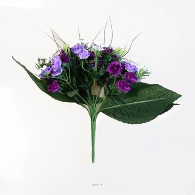 Bouquet de Roses artificielles 35 fleurs avec feuillage H 24 cm adorable Mauve violet