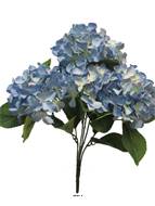 Bouquet d'hortensia factice, 5 têtes, H 45 cm Bleu royal