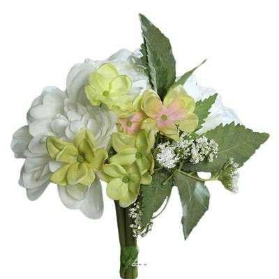 Bouquet varie de Dahlia et Anemone artificiel hauteur 23 cm superbe creme