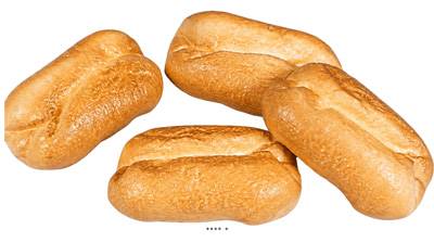Petits pains blancs factices x4 L 100x60 mm plastique soufflé