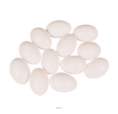Œufs de poule blancs factices x12 H 65x45 mm plastique soufflé