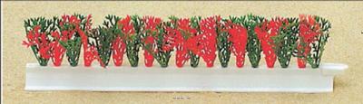 Barrettes entre plats separateurs feuillage Cyprès vert-rouge socle blanc factice x12 L 25 cm 