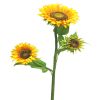 Fleur de tournesol en brancche H 85 cm, 2 fleurs et un bouton