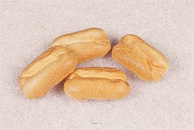 Petits pains blancs factices x4 L 100x60 mm plastique soufflé