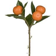 Branche de 3 mandarines factice orange avec feuillage H 28 cm et L de 16 cm