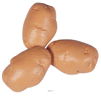 Pommes de terre petites factices x3 L 75x45 mm plastique soufflé