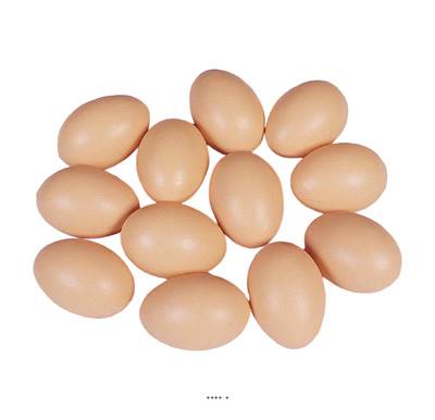 Œufs de poule bruns factices x12 H 65x45 mm plastique soufflé