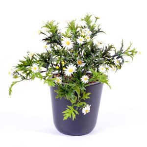 Marguerite artificielle plastique H 28 cm en piquet tres dense pour exterieur