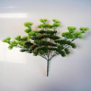 Pinus artificiel en piquet H 38 cm plastique exterieur tres dense 7 ramures Vert panache