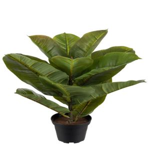 Ficus elastica factice en pot, H 30 cm, D 27 cm