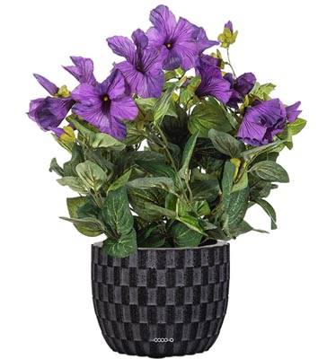 Petunia factice Mauve en pot H 38 cm 20 fleurs lumineux