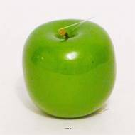 Pomme brillante verte factice D 6,5 cm pour la décoration