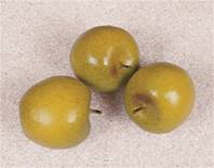 Pommes moyennes vertes factices x3 H 65x75  mm plastique soufflé