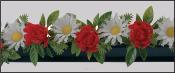 Barrettes entre plats separateurs fleurs marguerites et roses socle noir factice x12 L 25 cm 