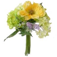 Bouquet de fleurs artificielles Hortensia lavande H 25 cm Jaune