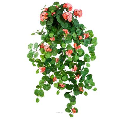 Geranium artificiel en piquet 90 cm saumon 23 tetes 269 feuilles