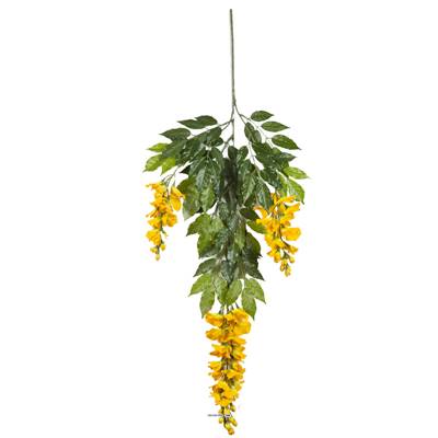 Branche de Glycine artificielle Jaune H 85 cm 81 feuilles 1 fleur