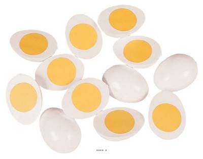 Demi œufs cuits factices x12 H 65x45 mm plastique soufflé