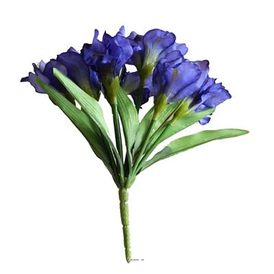 Bouquet d'Iris artificiels 7 fleurs et 7 feuilles hauteur 28 cm superbe Mauve violet