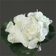 Bouquet Creme varie de Roses et pivoine artificielles avec feuillage Top H 25 cm
