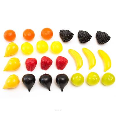 Lot de 24 petits fruits assortis factices plastique soufflé