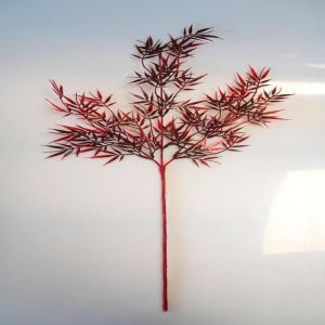 Branche de feuillage Bambou Artificiel Rouge en plastique H 60 cm