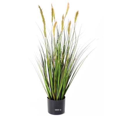 Graminee en pot factice plante d eau avec quenouilles H 60 cm D 30 cm Vert-jaune