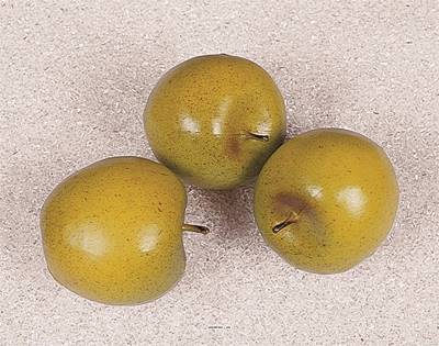 Pommes moyennes vertes factices x3 H 65x75  mm plastique soufflé