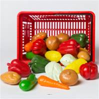 Panier de 27 légumes assortis factices petite taille plastique soufflé