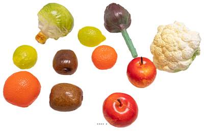 Lot 11 légumes et fruits d'Hiver factices plastique soufflé