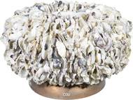 Décoration vraies coquilles d'huitres sur fibreglass Ø 50 cm H 30 cm Indoor rond blanc