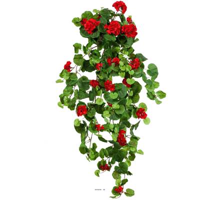 Geranium artificiel en piquet 90 cm Rouge 23 tetes 269 feuilles