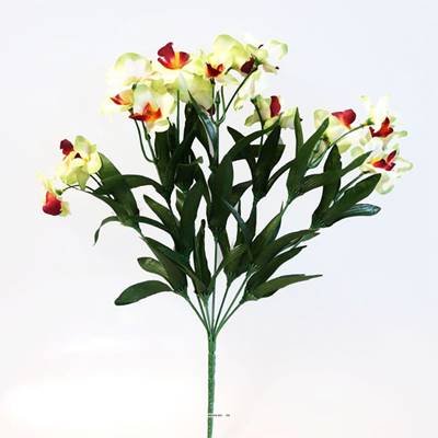 Bouquet d'Orchidées artificielles 21 fleurs hauteur 33 cm superbe Blanc-vert