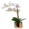 Orchidée phalaenopsis factice en pot doré, H 65 cm