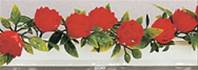 Barrettes entre plats séparateurs socle blanc fleurs roses rouges factices x12 L 25 cm PVC