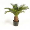 Palmier cycas factice H 65 cm 19 feuilles dans un pot tronc boule