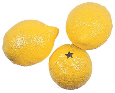 Citrons jaunes luxe factices x3 H 80x60 mm plastique soufflé